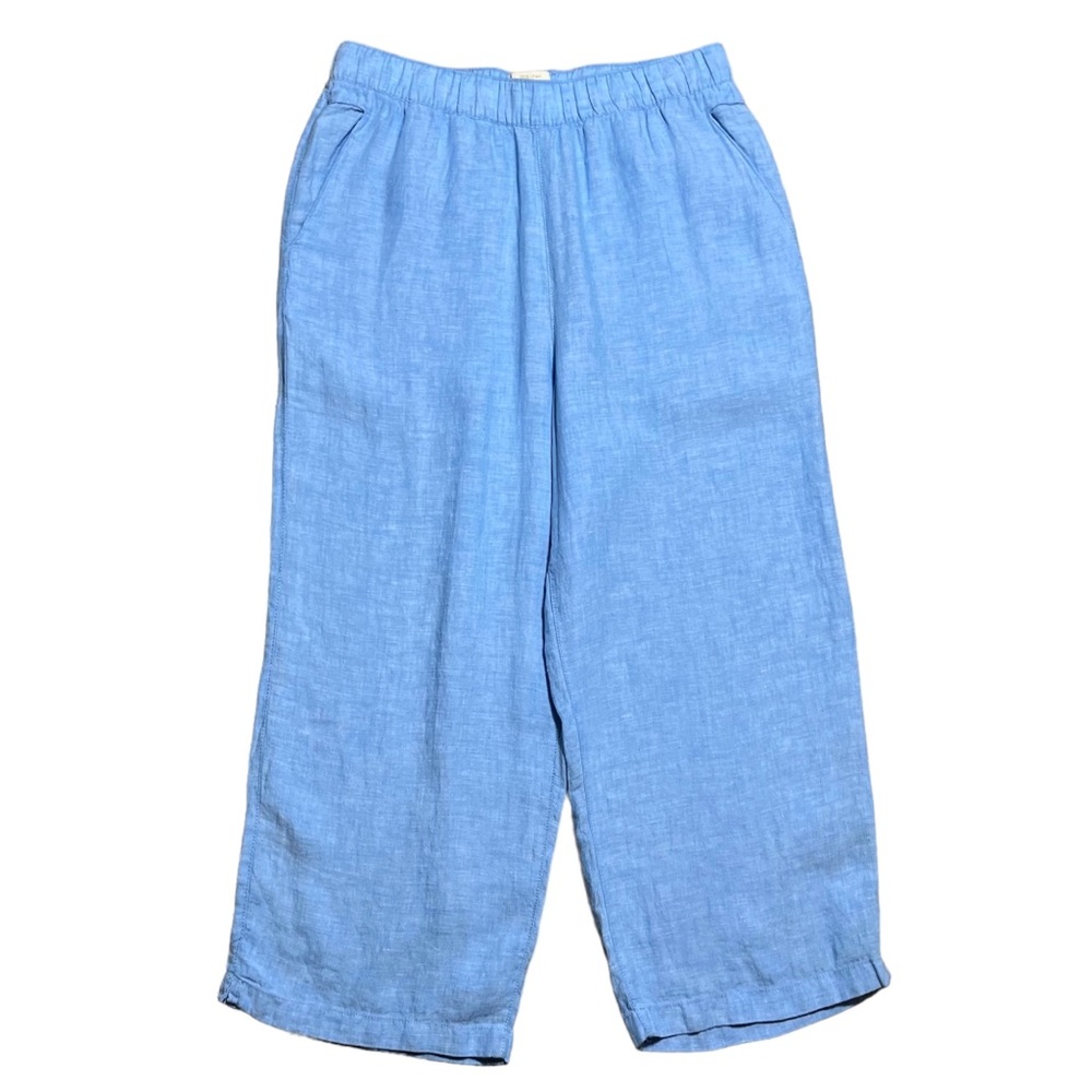 Cynthia Rowley 100% Linen Wide Leg Crop Pants In Light Blue Sz L